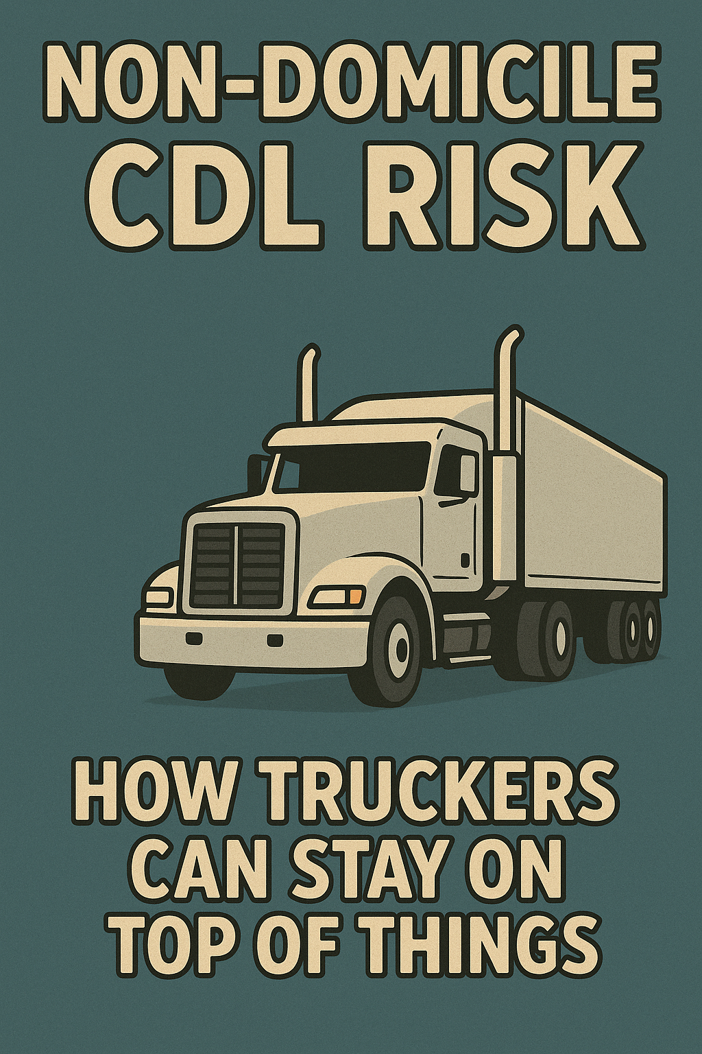 Picture of a truck that says Non-Domicile Risk How Truckers Can Stay on Top of Things