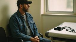 Medical exam equipment set up for a commercial truck driver's DOT physical